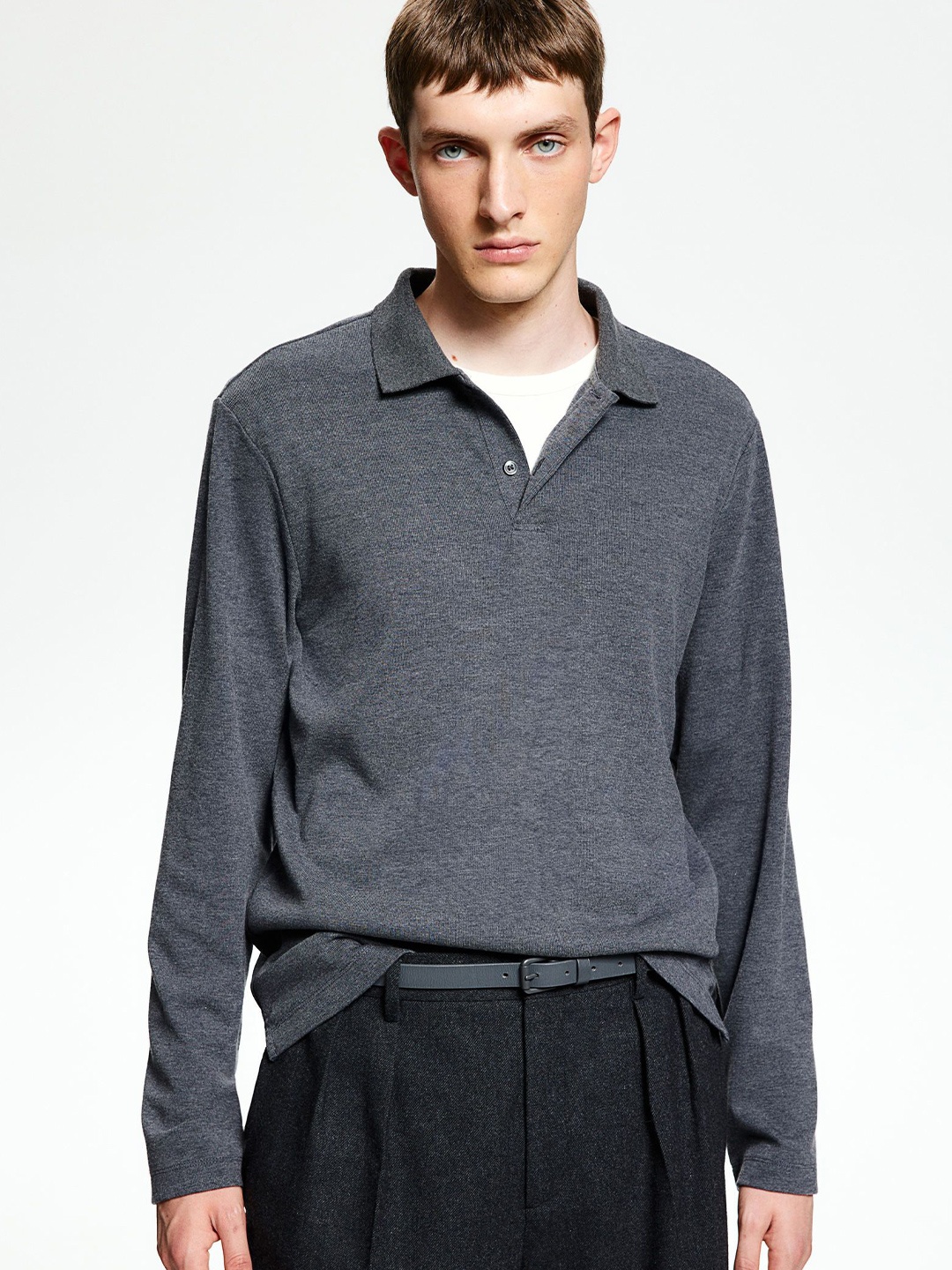 

H&M Regular Fit Polo Shirt, Grey