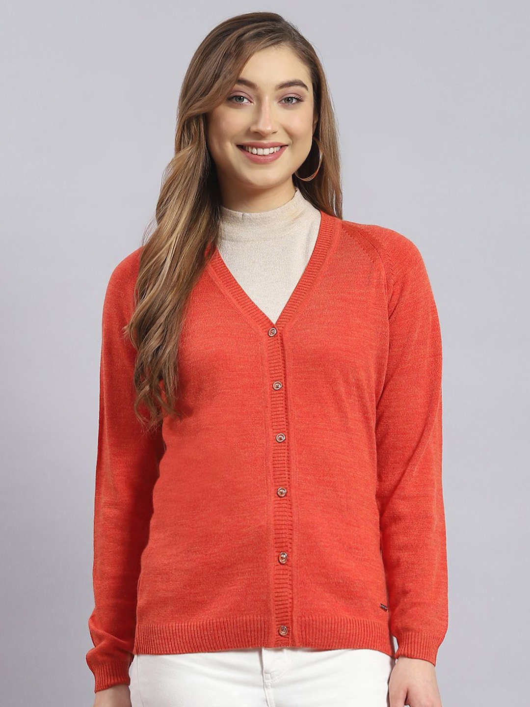 

Monte Carlo Women Woollen Cardigan, Rust