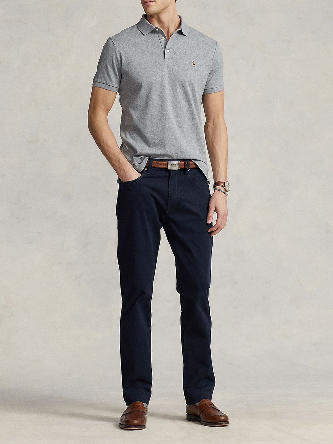 

Polo Ralph Lauren Men Solid Polo Collar T-Shirt, Grey