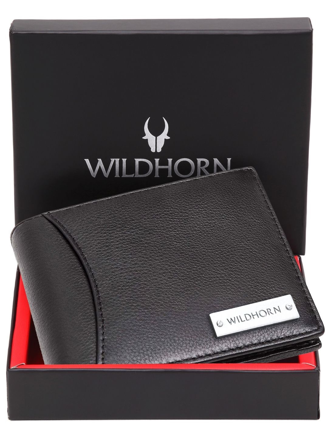 

WildHorn Men Leather Two Fold Wallet, Black