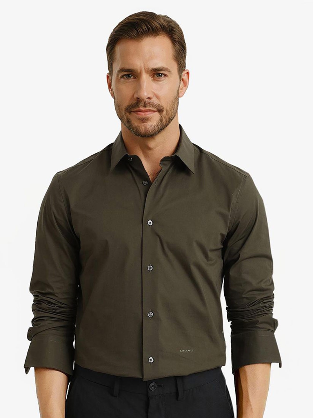 

RARE RABBIT Men Comfort Opaque Casual Shirt, Olive