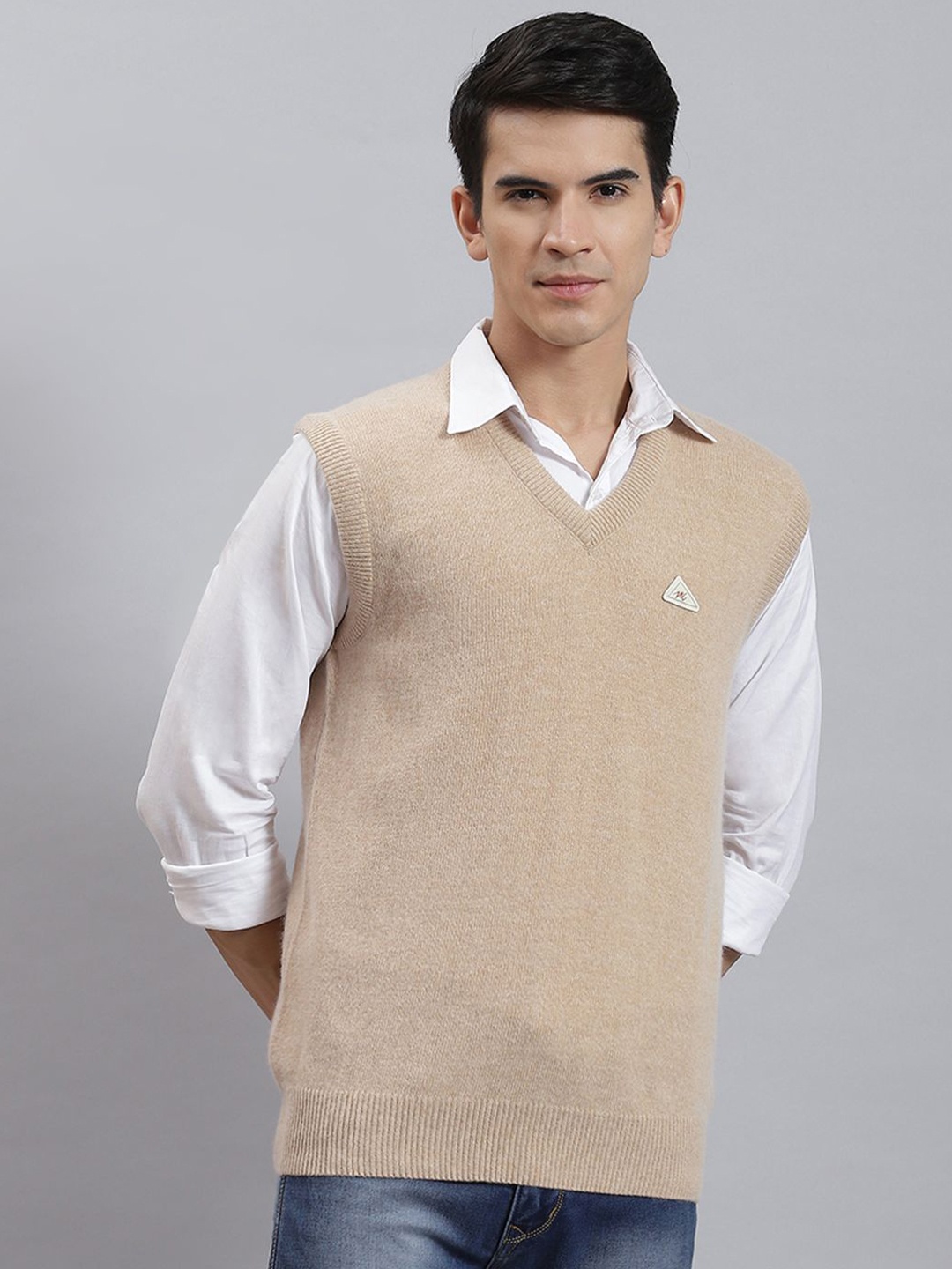 

Monte Carlo Men Woollen Sweater Vest, Camel brown