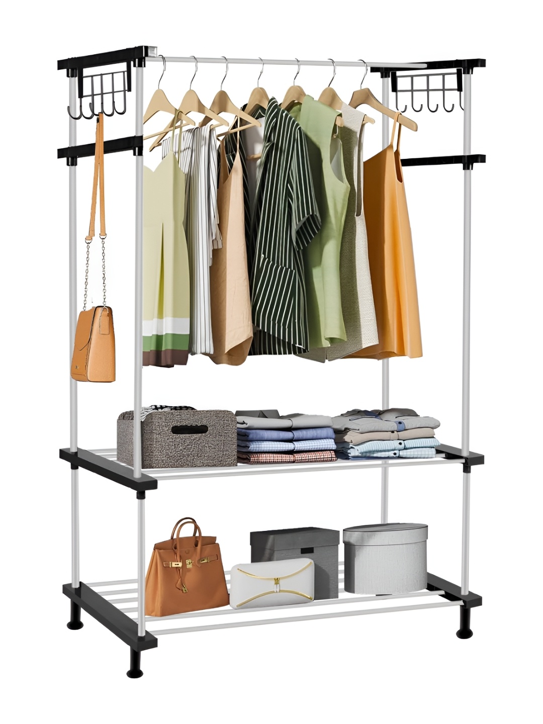 

ADA Handicraft White & Black 2 Tier Non Woven Rectangle Multi Purpose Rack