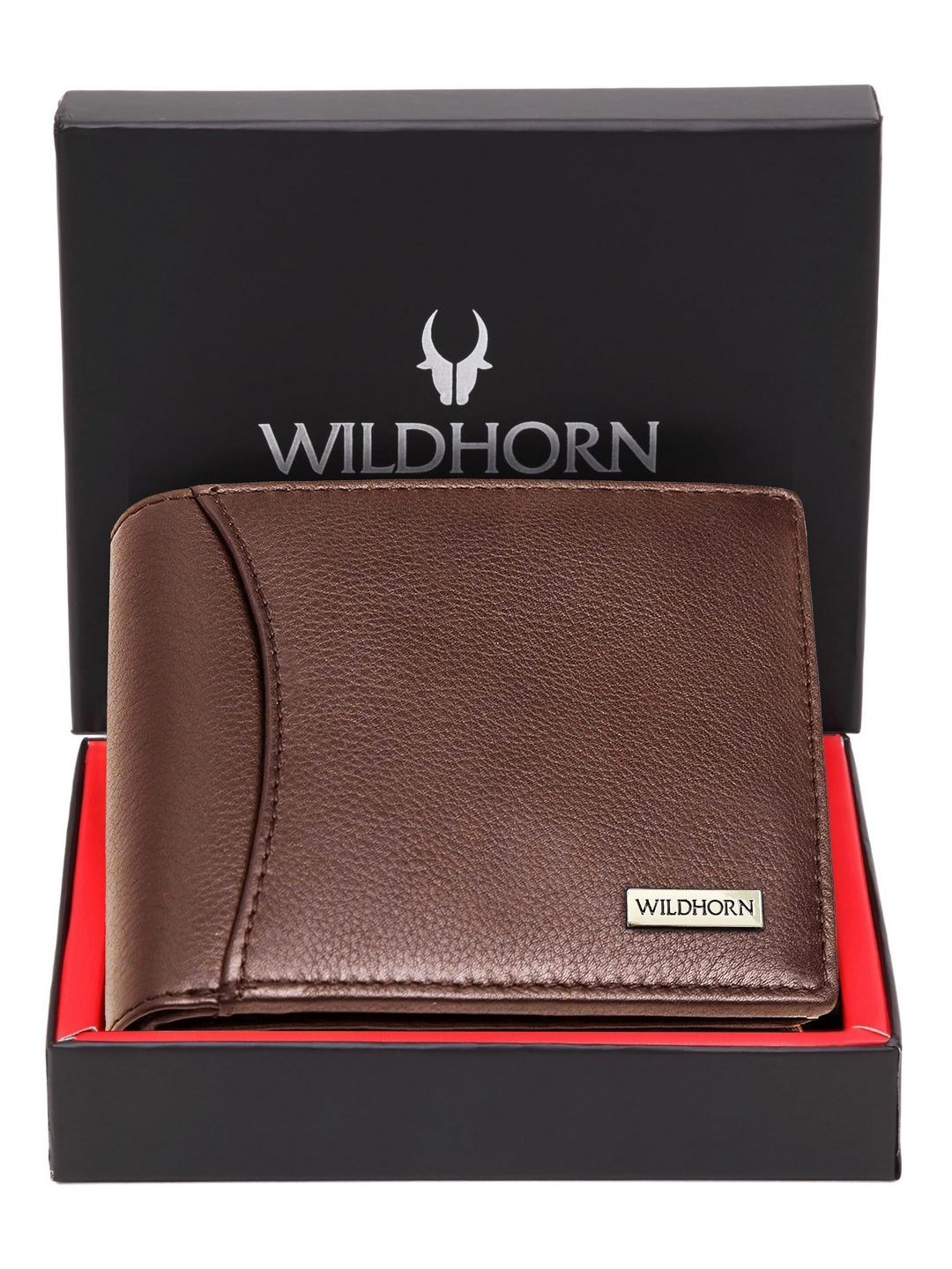 

WildHorn Men Leather RFID Blocking Two Fold Wallet, Brown