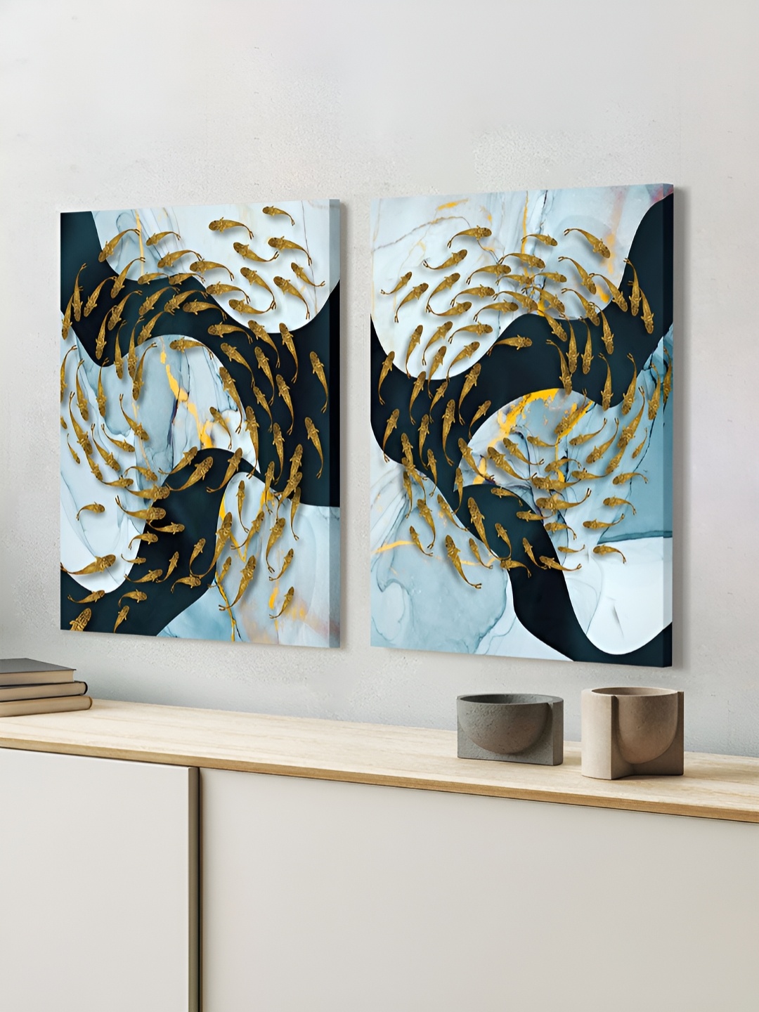 

Art Street Black & Blue 2 Pieces Abstract Canvas Painting Wall Art