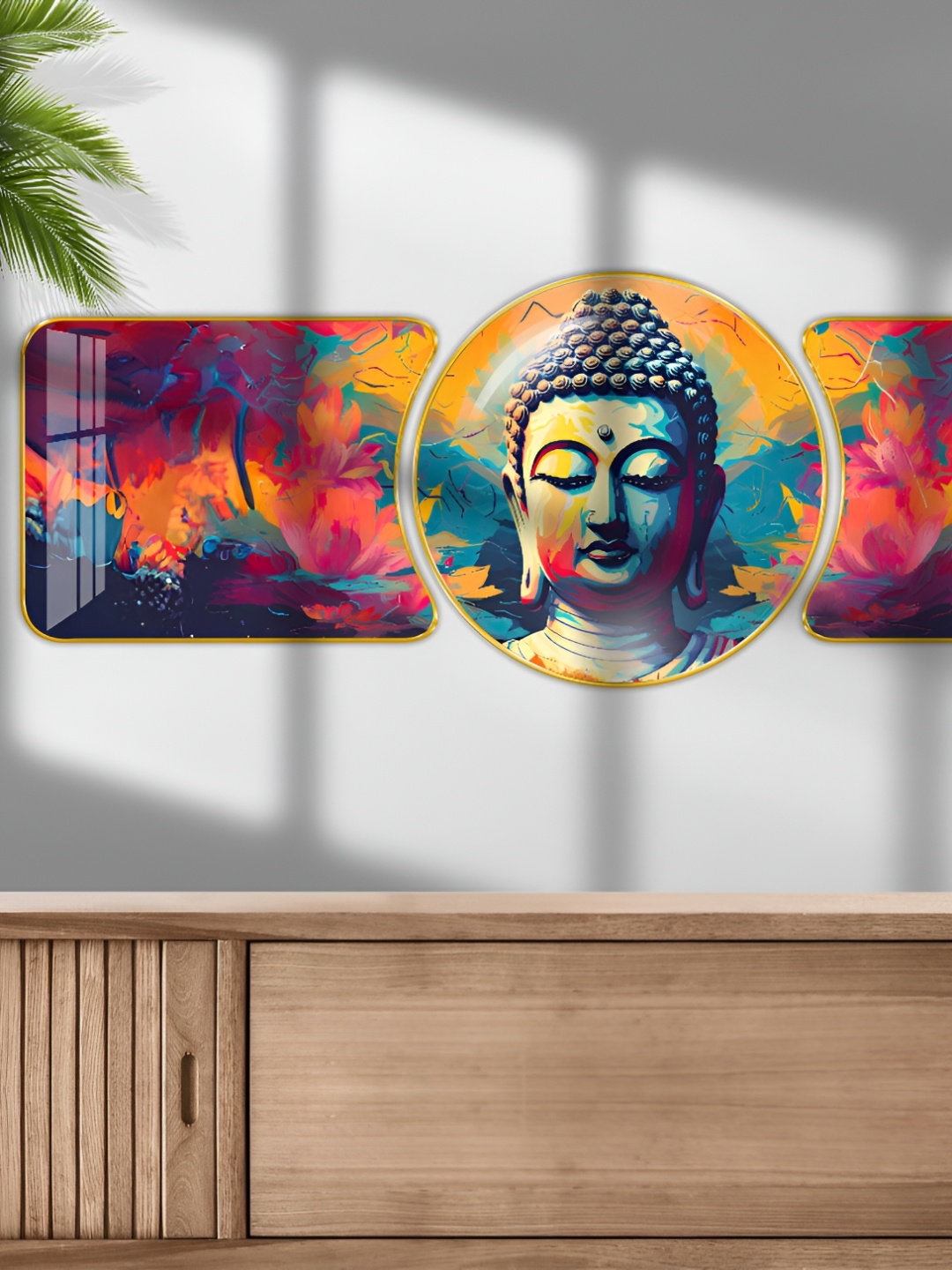 

SAF Pink & Blue 3 Piece Religious Wooden Framed Wall Art