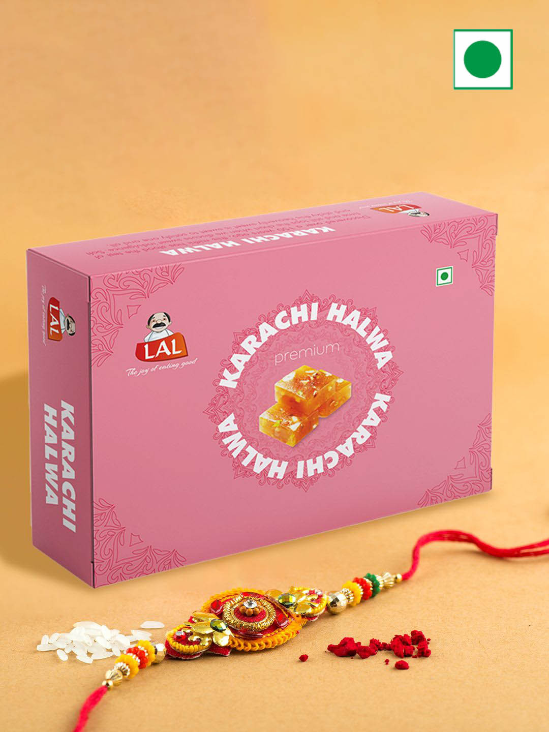 

Lal Karachi Halwa With Rakhi 400Gm, Pink
