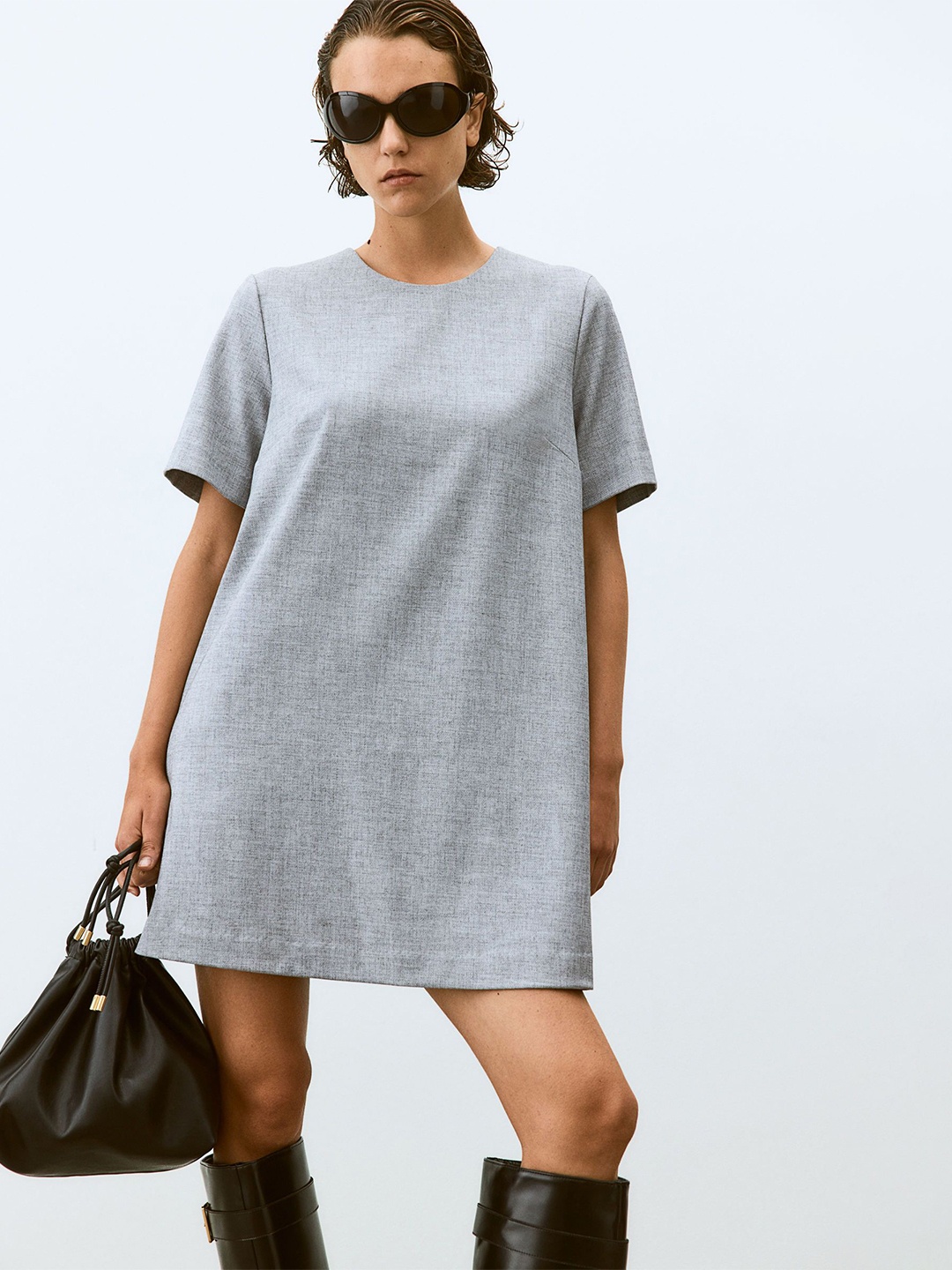 

H&M A-line Short Dress, Grey