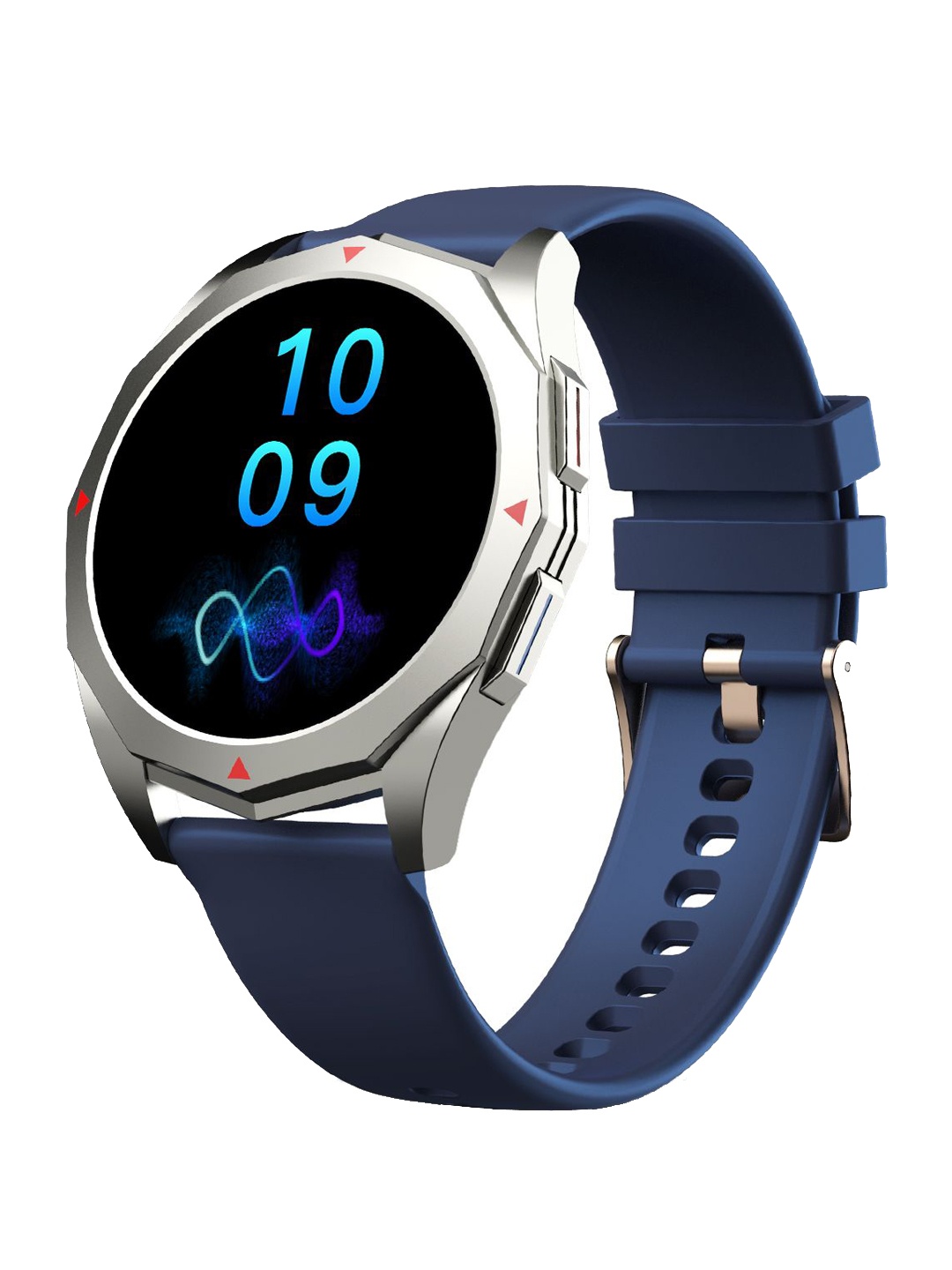

pebble Rio 1.39" Amoled Display Premium Build Polygonal Bezel Less Design Smartwatch, Blue