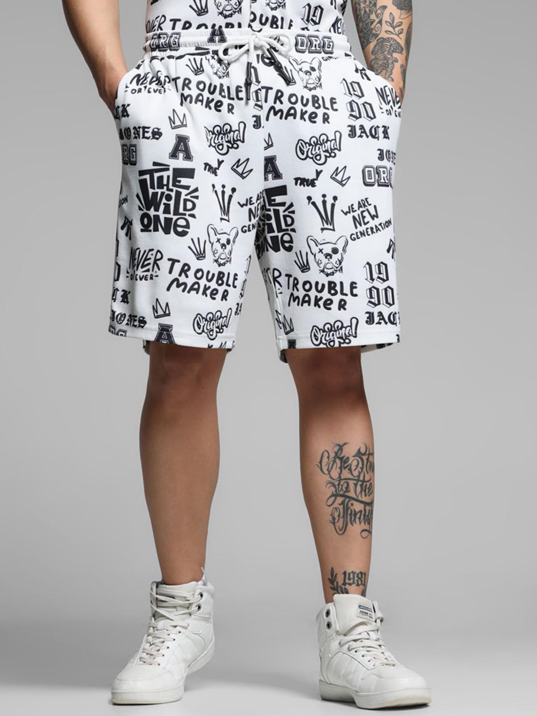 

Jack & Jones Men Printed Shorts, White