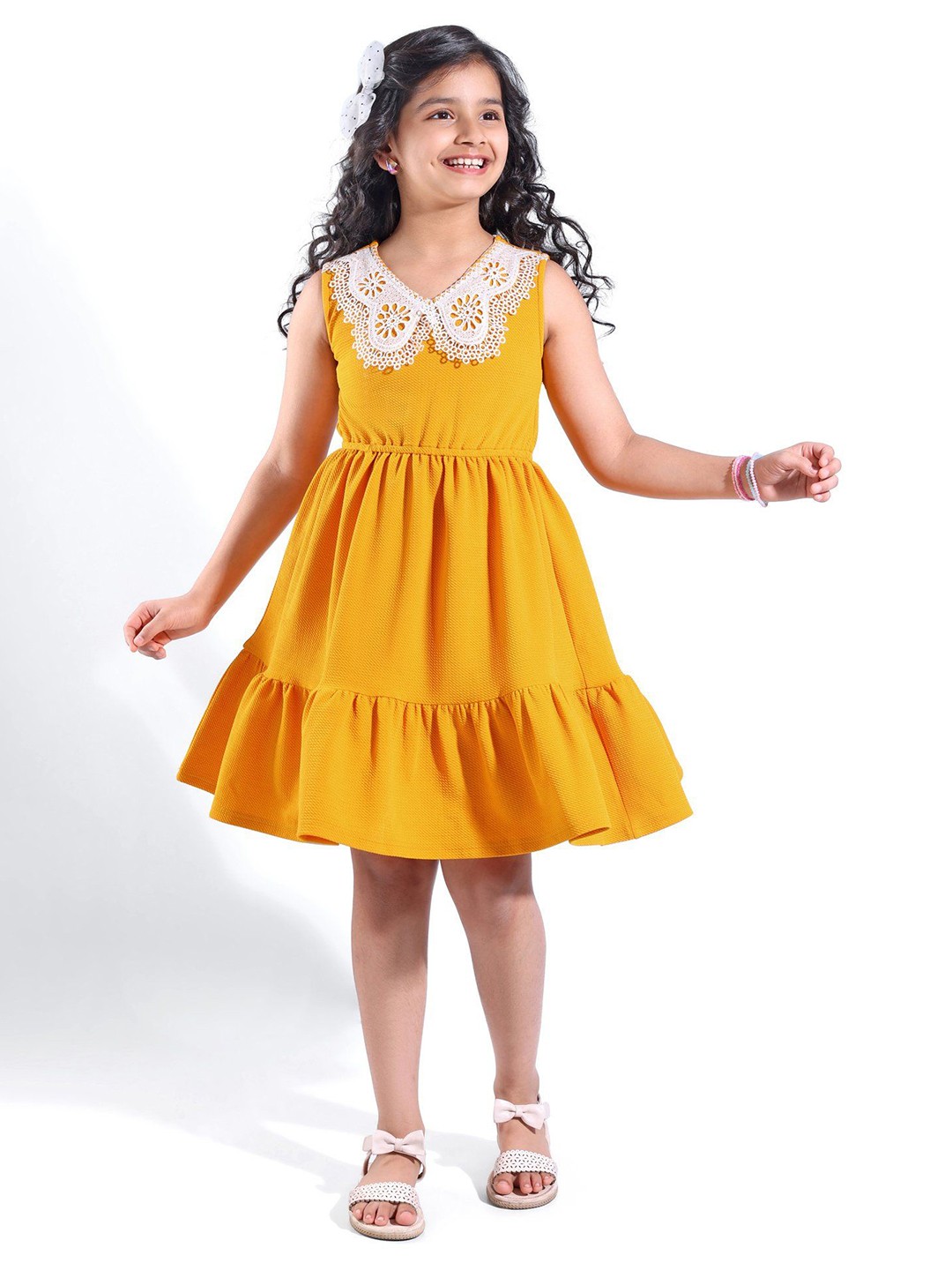 

Hola Bonita Girls Tiered Fit & Flare Dress, Yellow