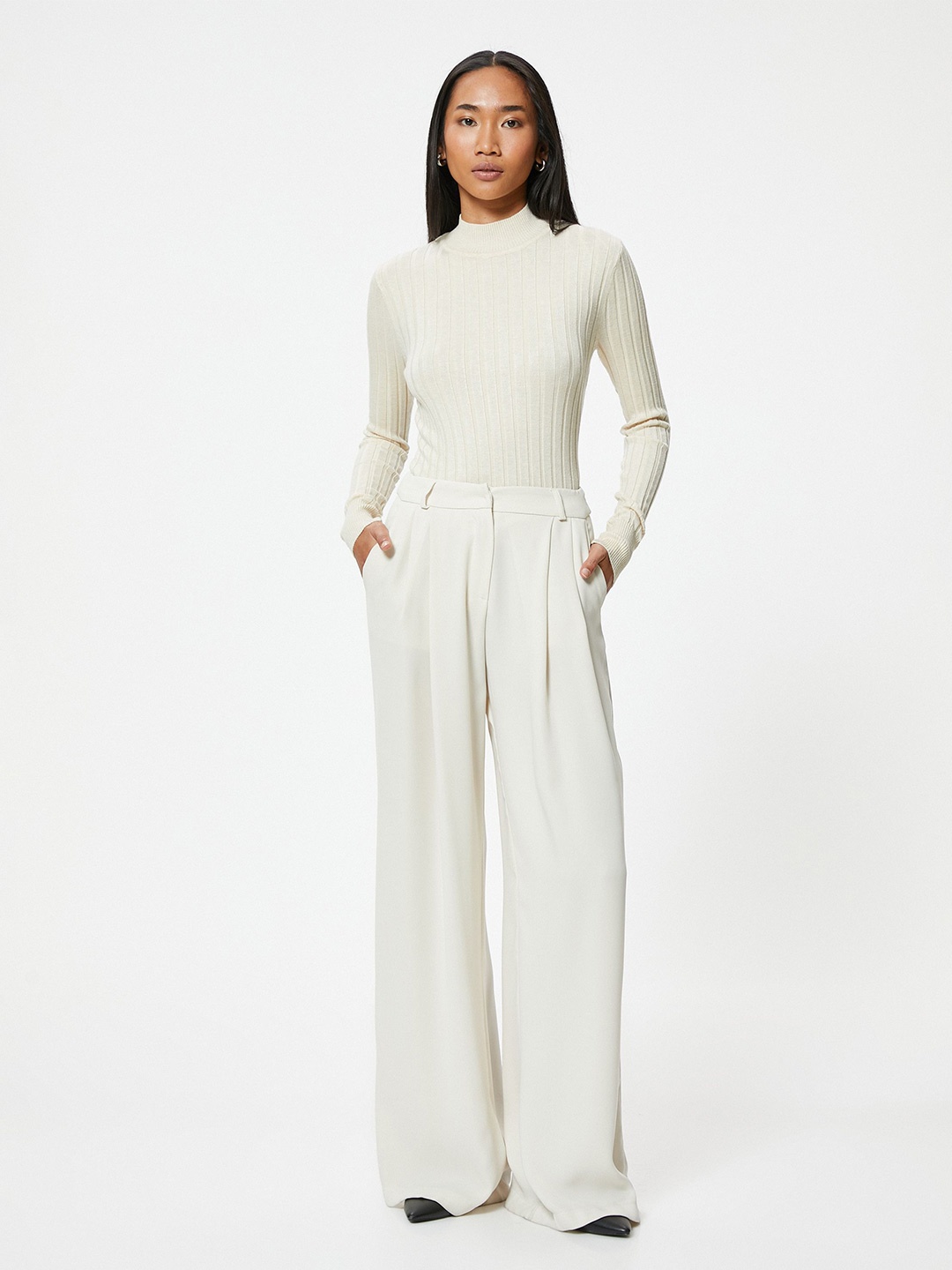 

Koton Women Striped Pullover, Off white
