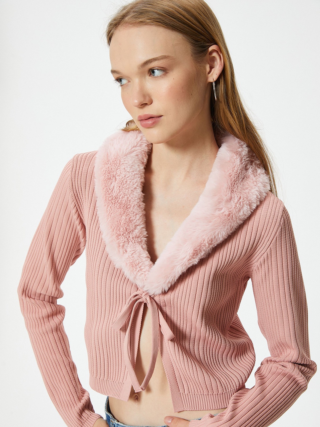 

Koton Women Ribbed Crop, Pink