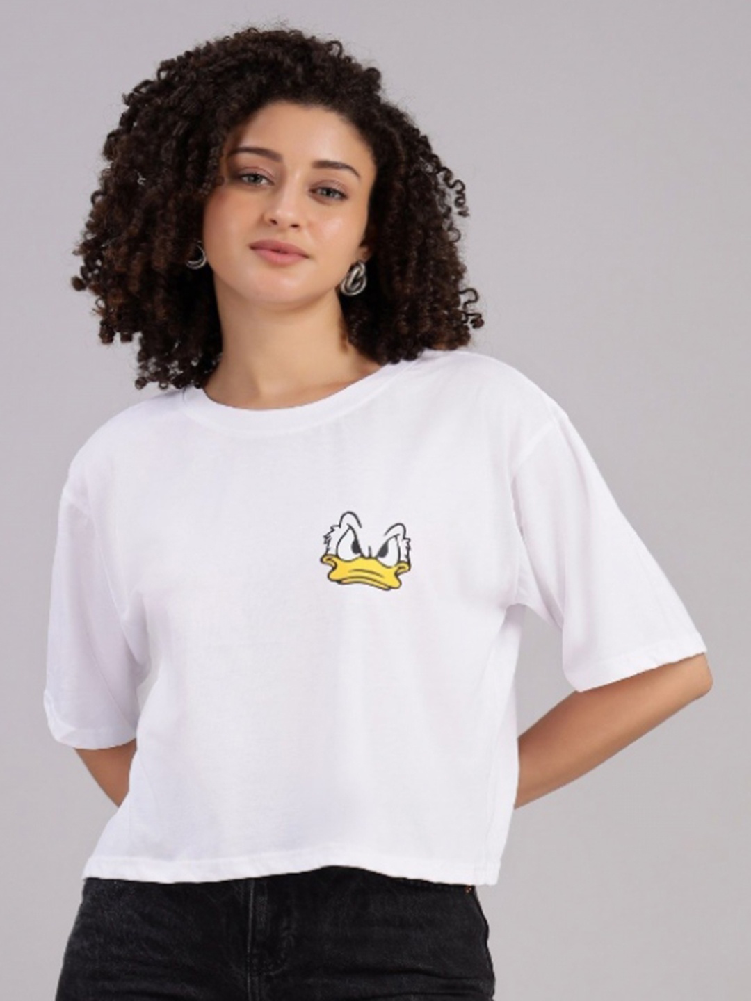 

VISO Women Printed Applique T-shirt, White
