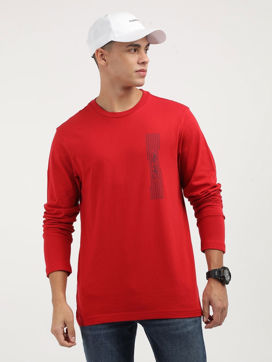 

Calvin Klein Jeans Men Henley Neck Pockets T-shirt, Red