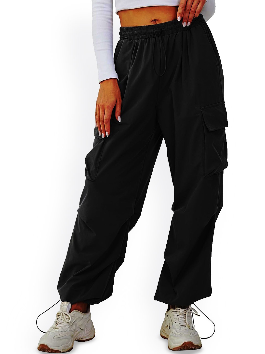 

BAESD Women Comfort Baggy Fit Cargos Trousers, Black