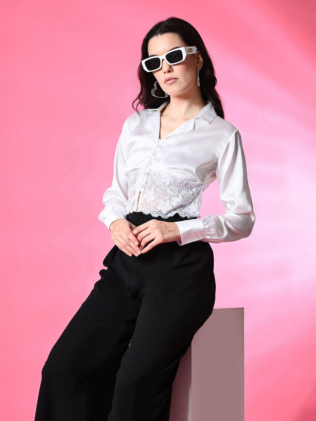 

PANDORNA Women Opaque Casual Shirt, White