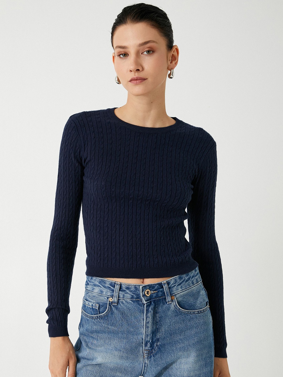 

Koton Women Ribbed Pullover, Blue