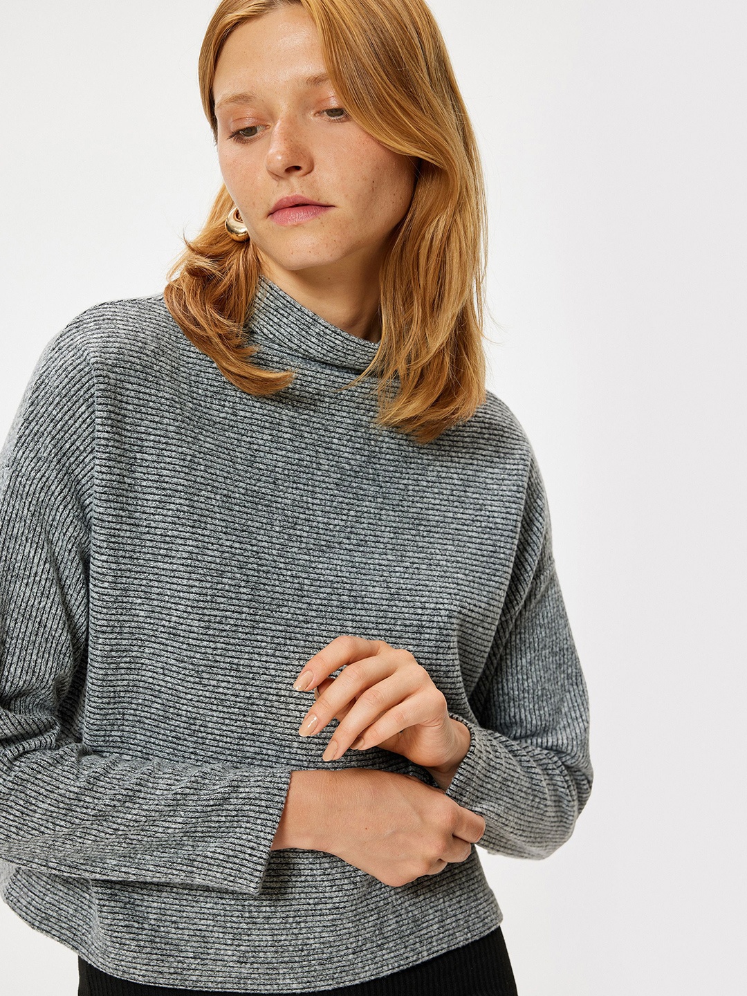 

Koton Women Striped Pullover, Grey