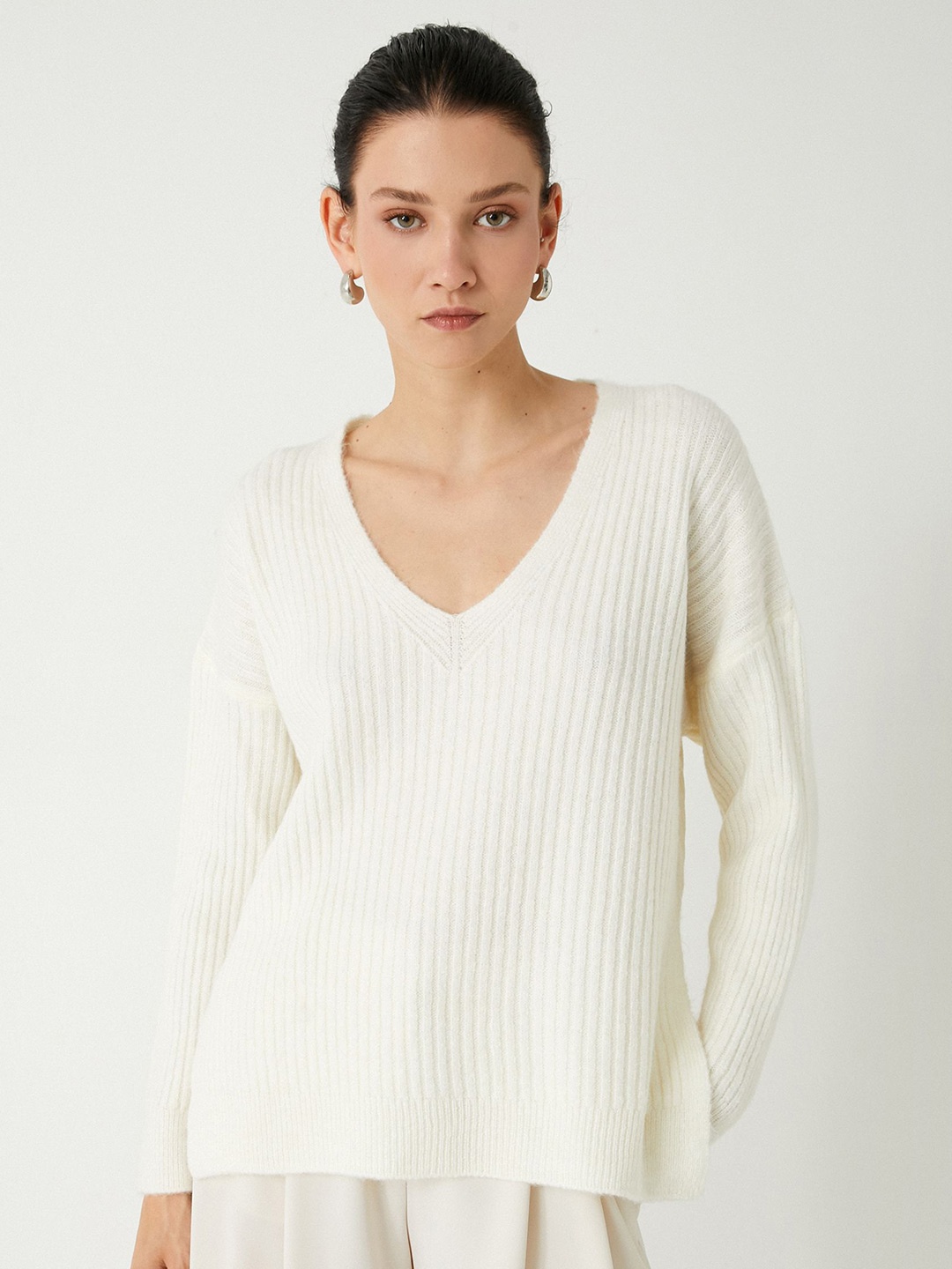 

Koton Women Ribbed Pullover, Beige