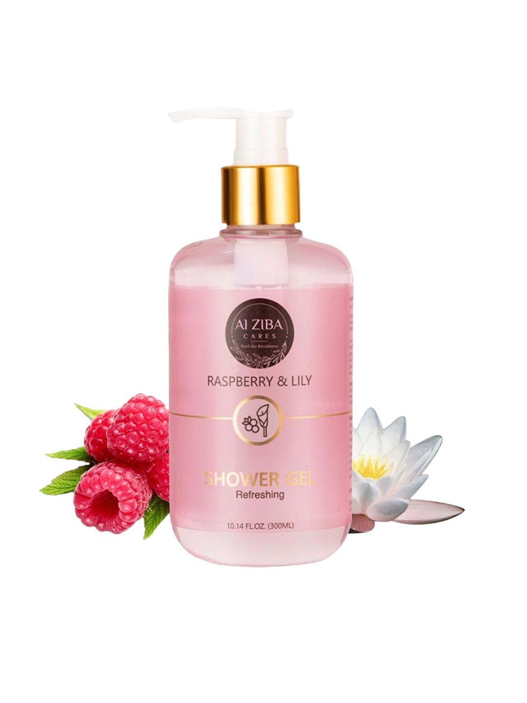

ALZIBA CARES Raspberry & Lily Refreshing Shower Gel Body Wash - 300ml, Pink