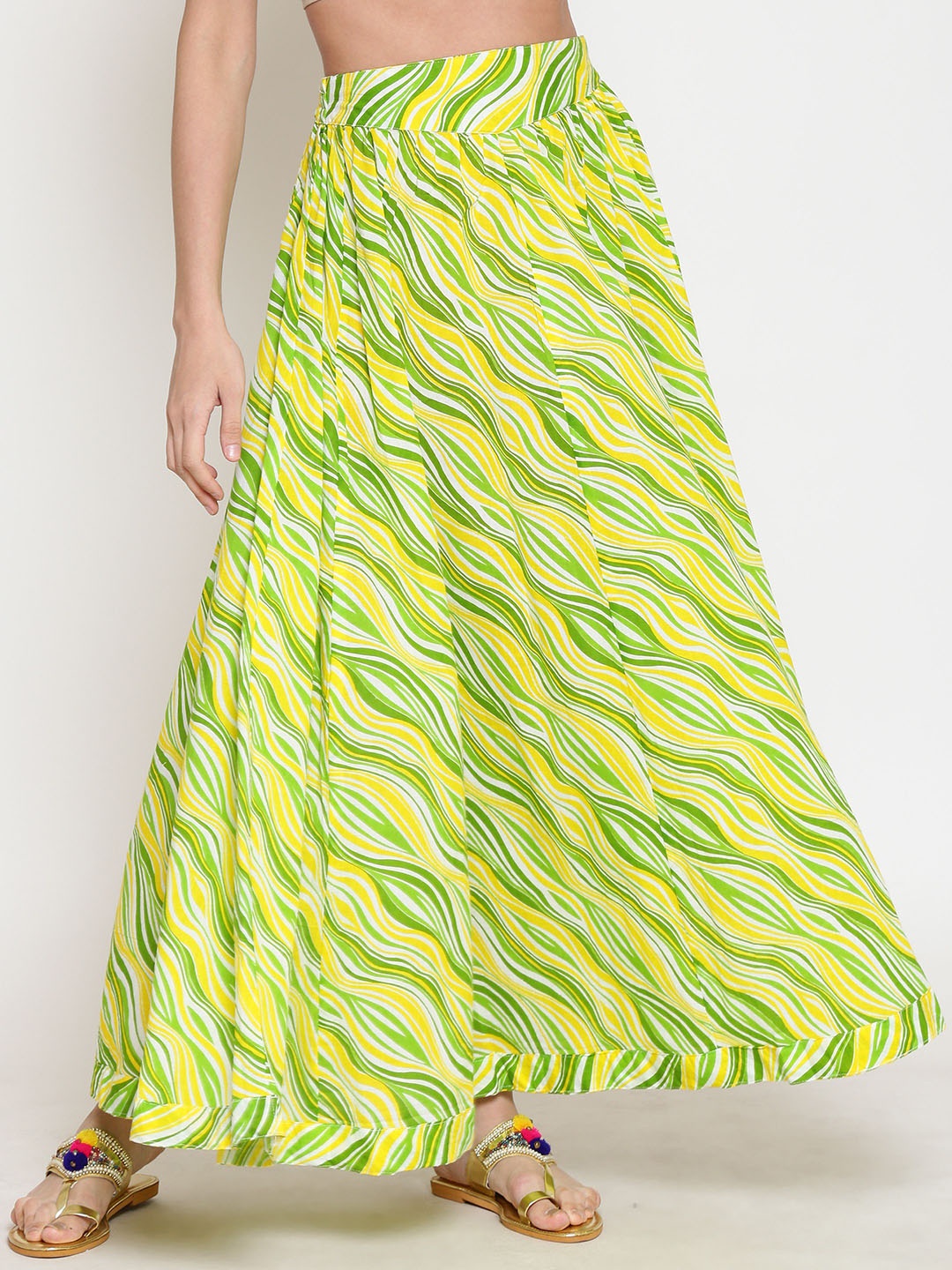 

Sera Women Printed Flared Maxi Skirts, Green