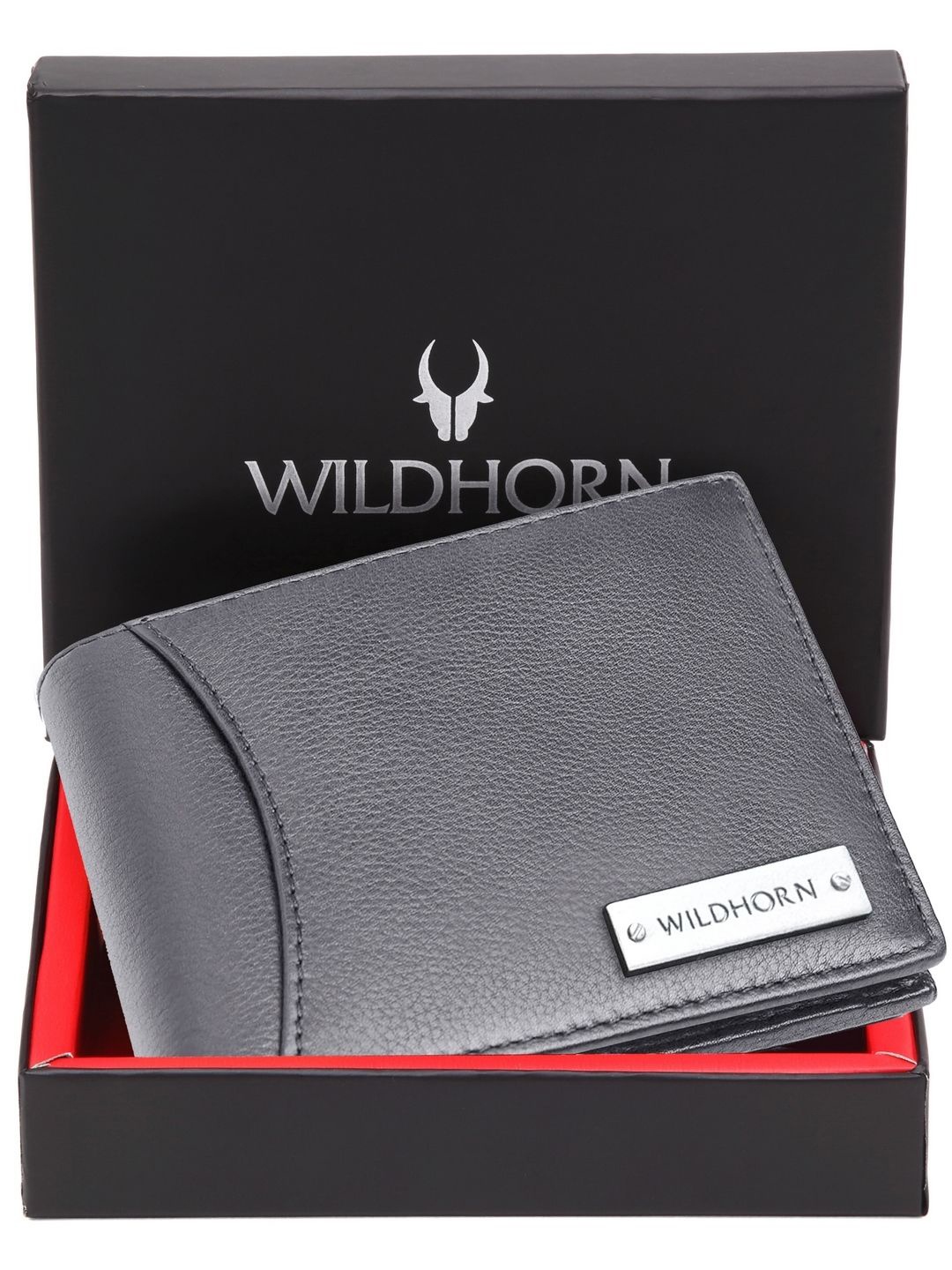 

WildHorn Men Leather Two Fold Wallet, Grey