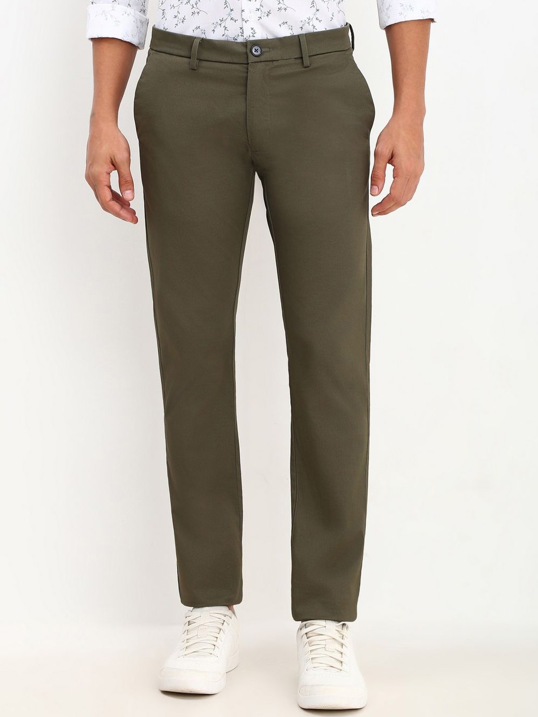 

Allen Solly Men Slim Fit Mid Rise Trousers, Olive