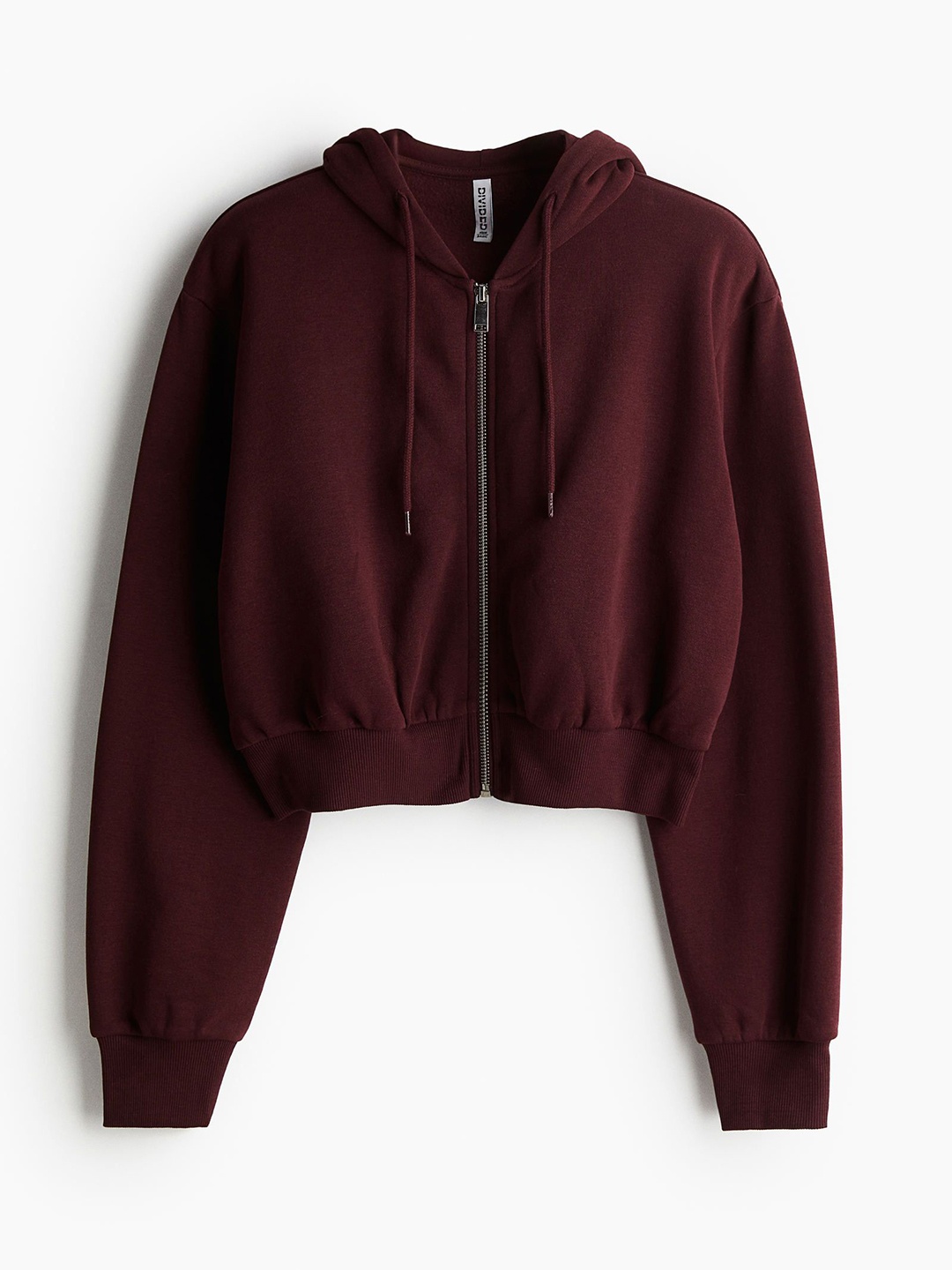 

H&M Women Cropped Zip-Through Hoodie Sweatshirt, Red