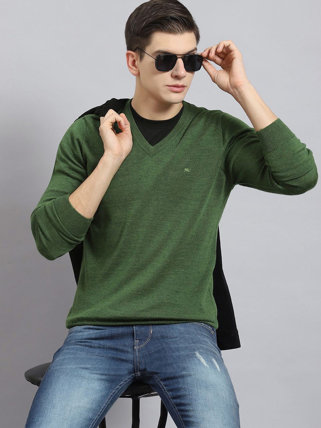 

Monte Carlo Men Woollen Pullover, Green