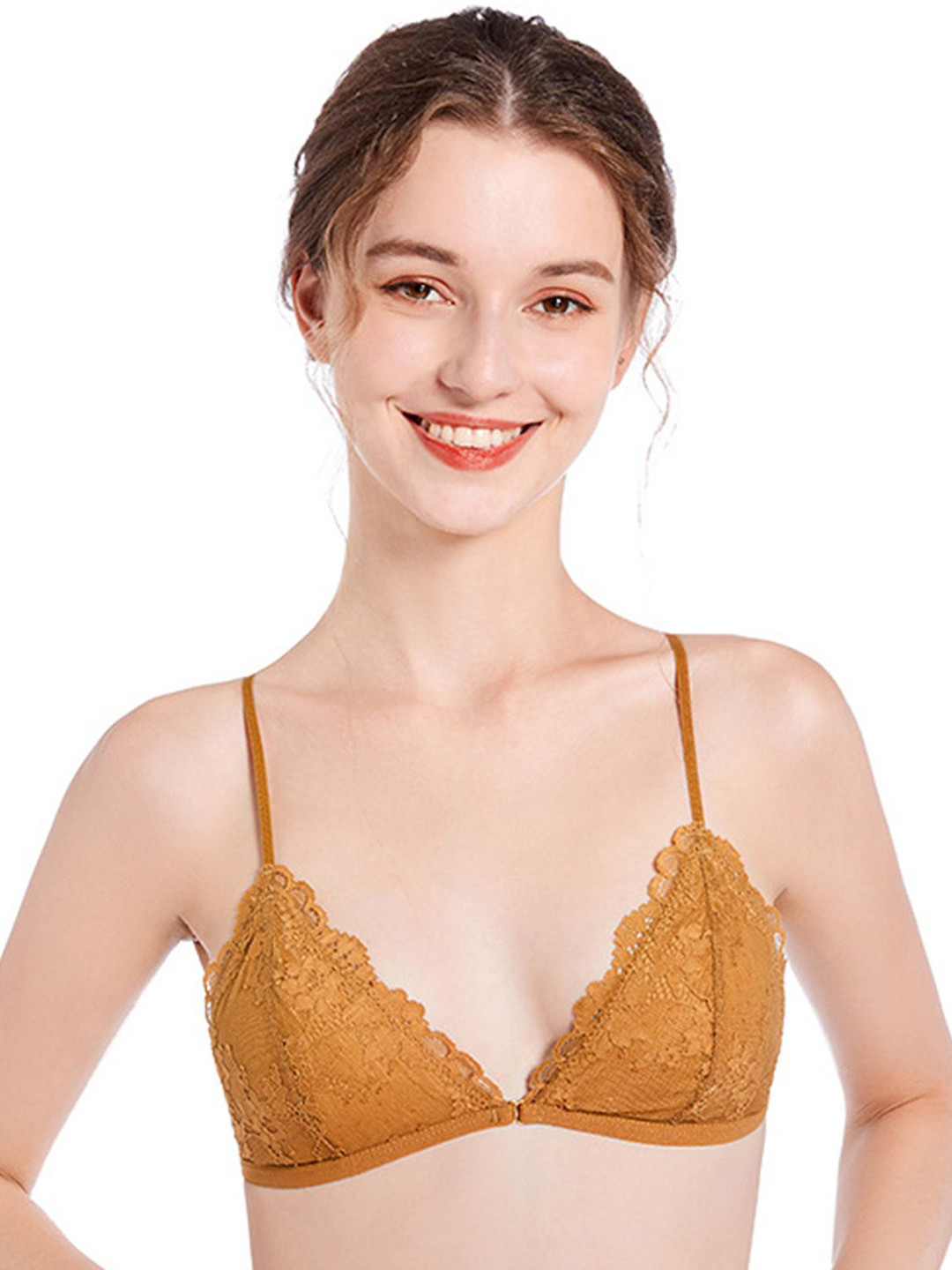 

LULU & SKY Floral Bra Medium Coverage Lightly Padded, Mustard