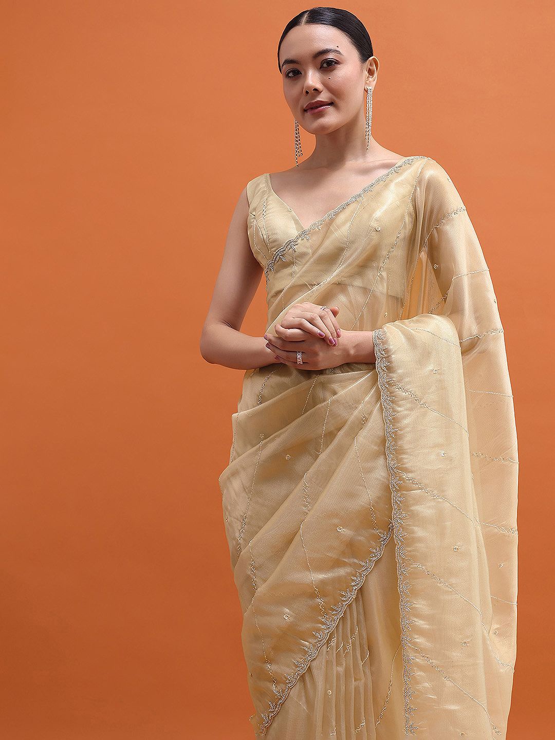 

KALKI Fashion Gold Embellished Tissue Saree