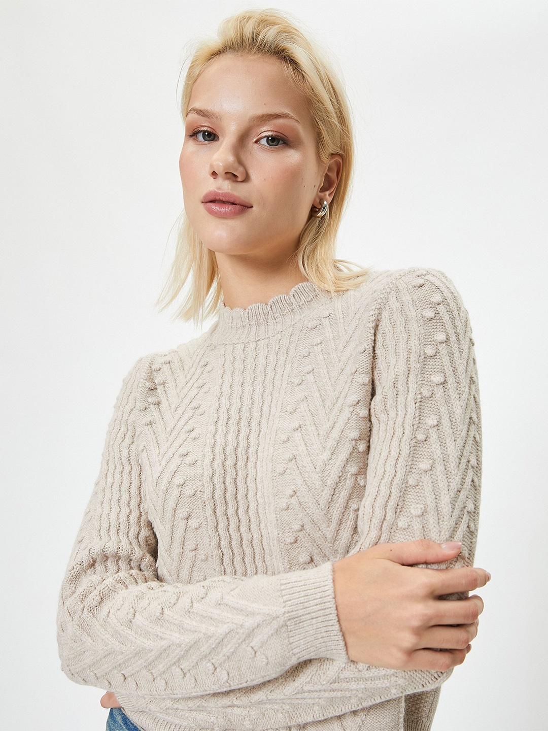 

Koton Women Ribbed Pullover, Beige