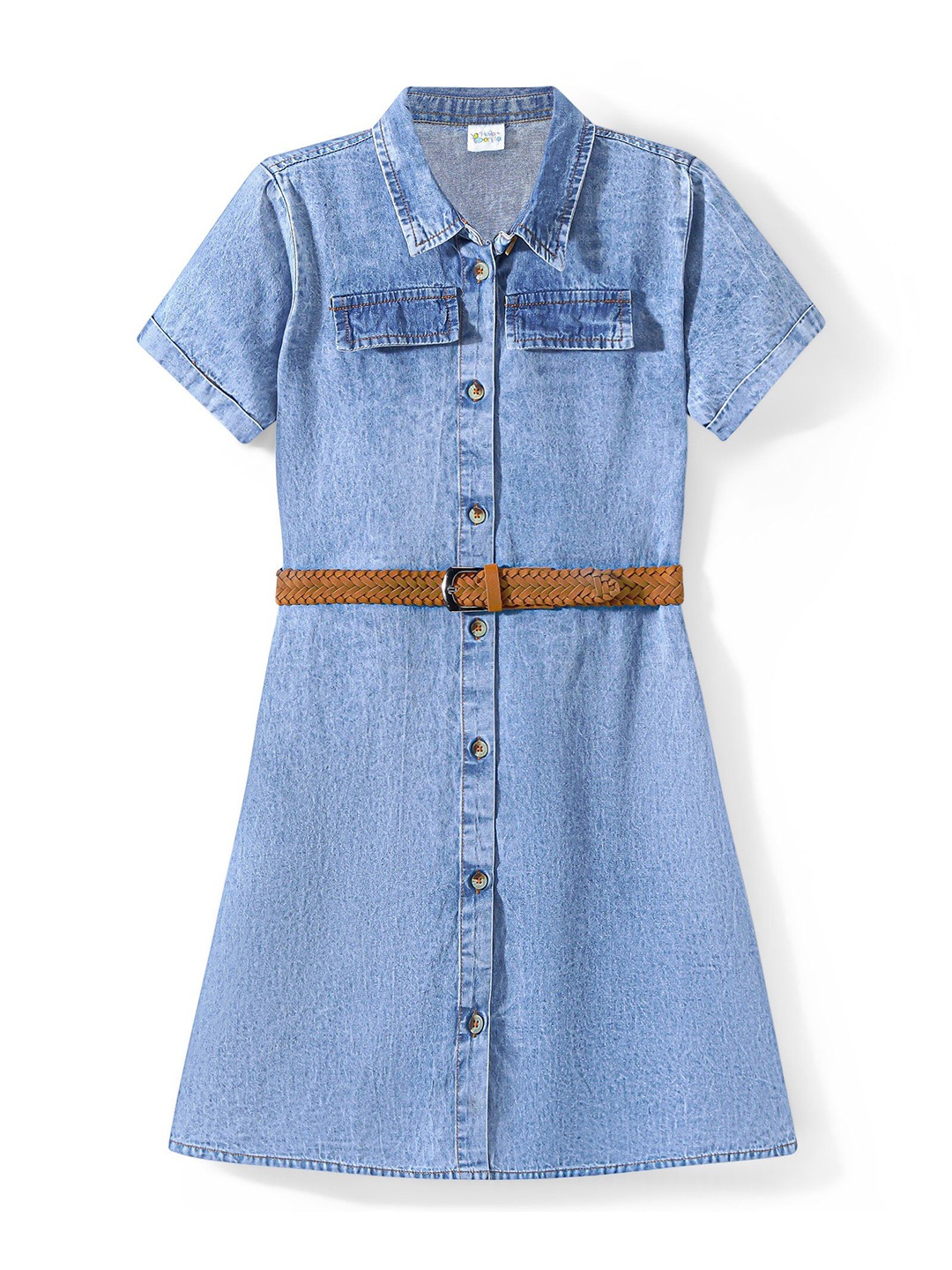 

Hola Bonita Girls Denim Belted Shirt Dress, Blue