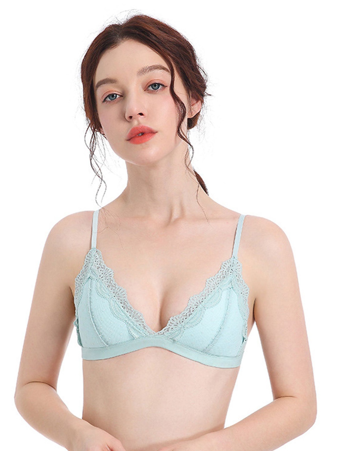 

LULU & SKY Woven Bra Medium Coverage Non Padded, Blue