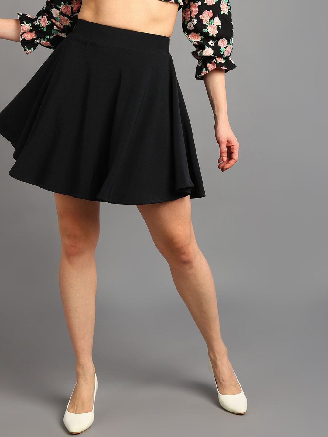 

BAESD Women High Rise Flared Skirts, Charcoal