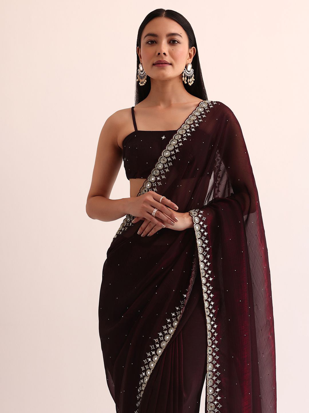 

KALKI Fashion Embroidered Satin Saree, Black