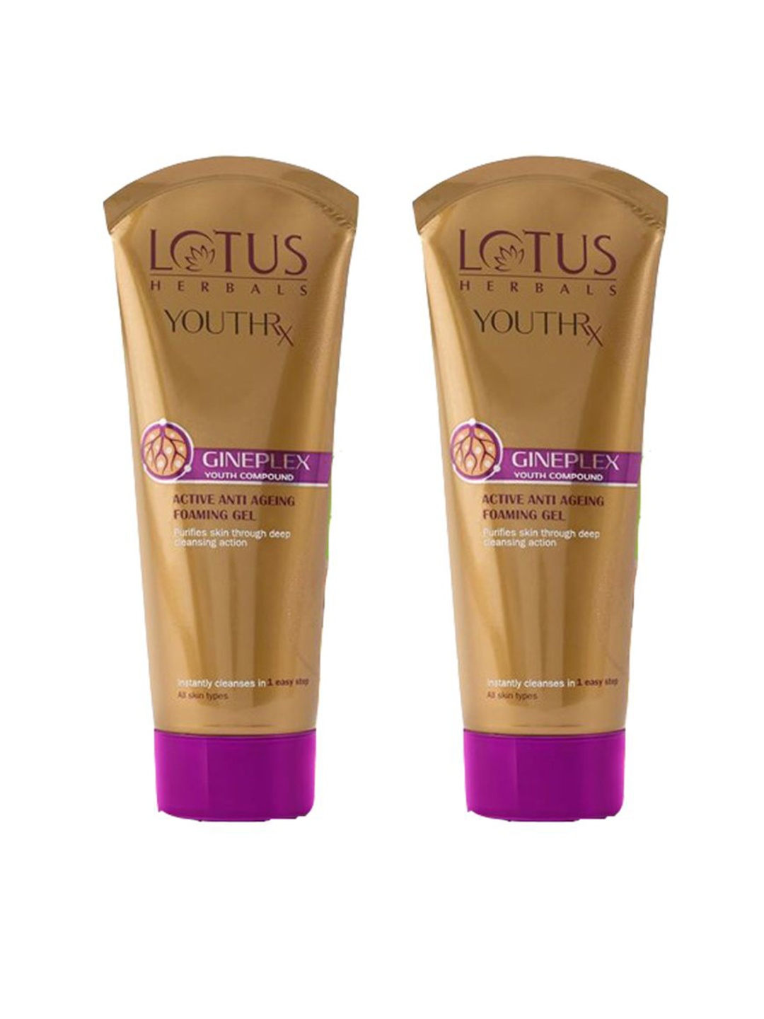 

Lotus Herbals Set Of 2 Youthrx Active Anti Ageing Foaming Gel Face Wash- 100g Each, White