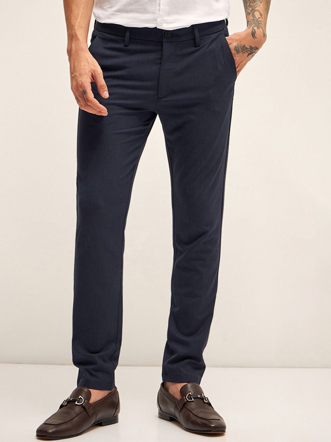 

THE BEAR HOUSE Men Slim Fit Chinos Trousers, Blue