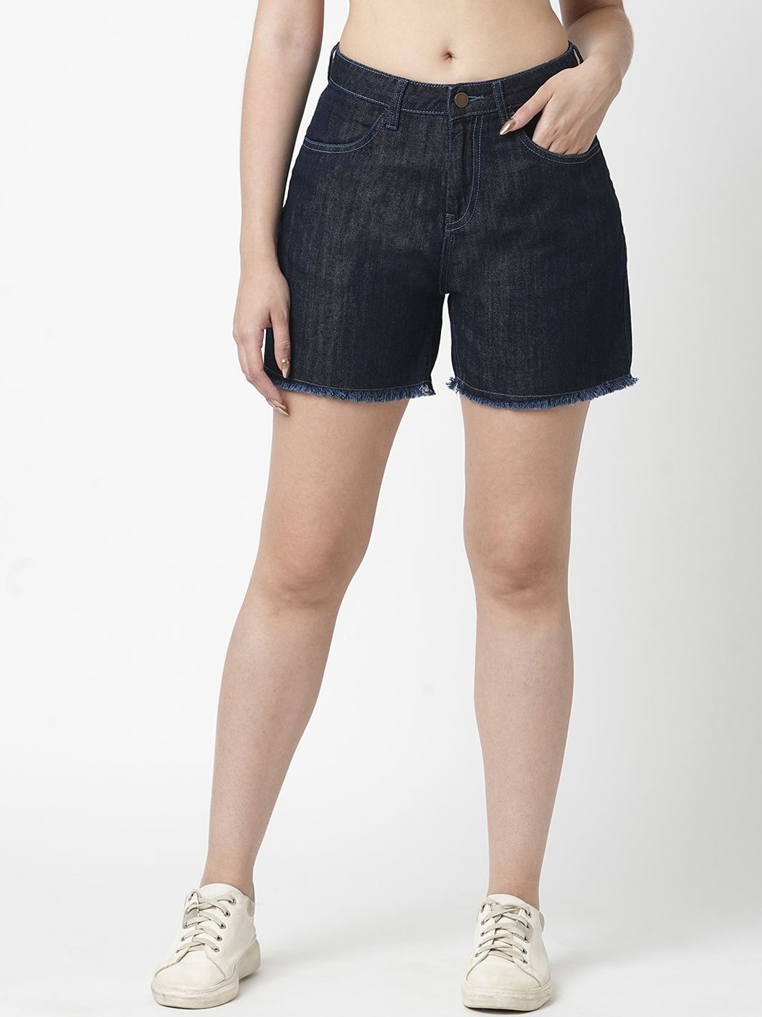 

The Roadster Lifestyle Co Pure Cotton Above Knee Women Shorts, Blue