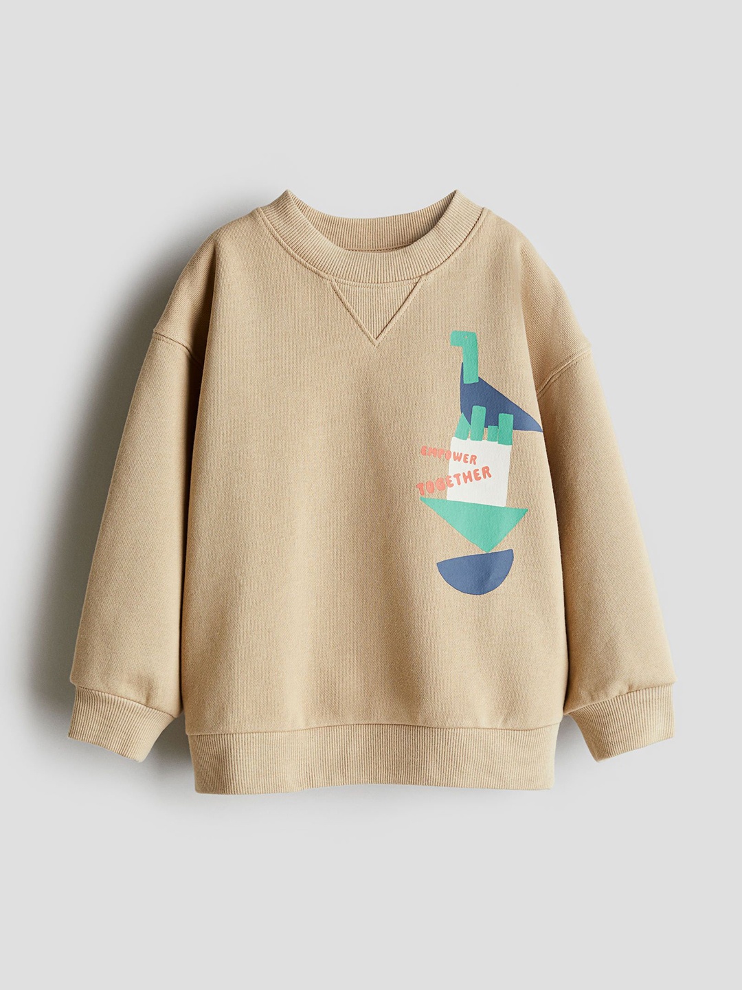 

H&M Boys Printed Crew-Neck Sweatshirt, Beige