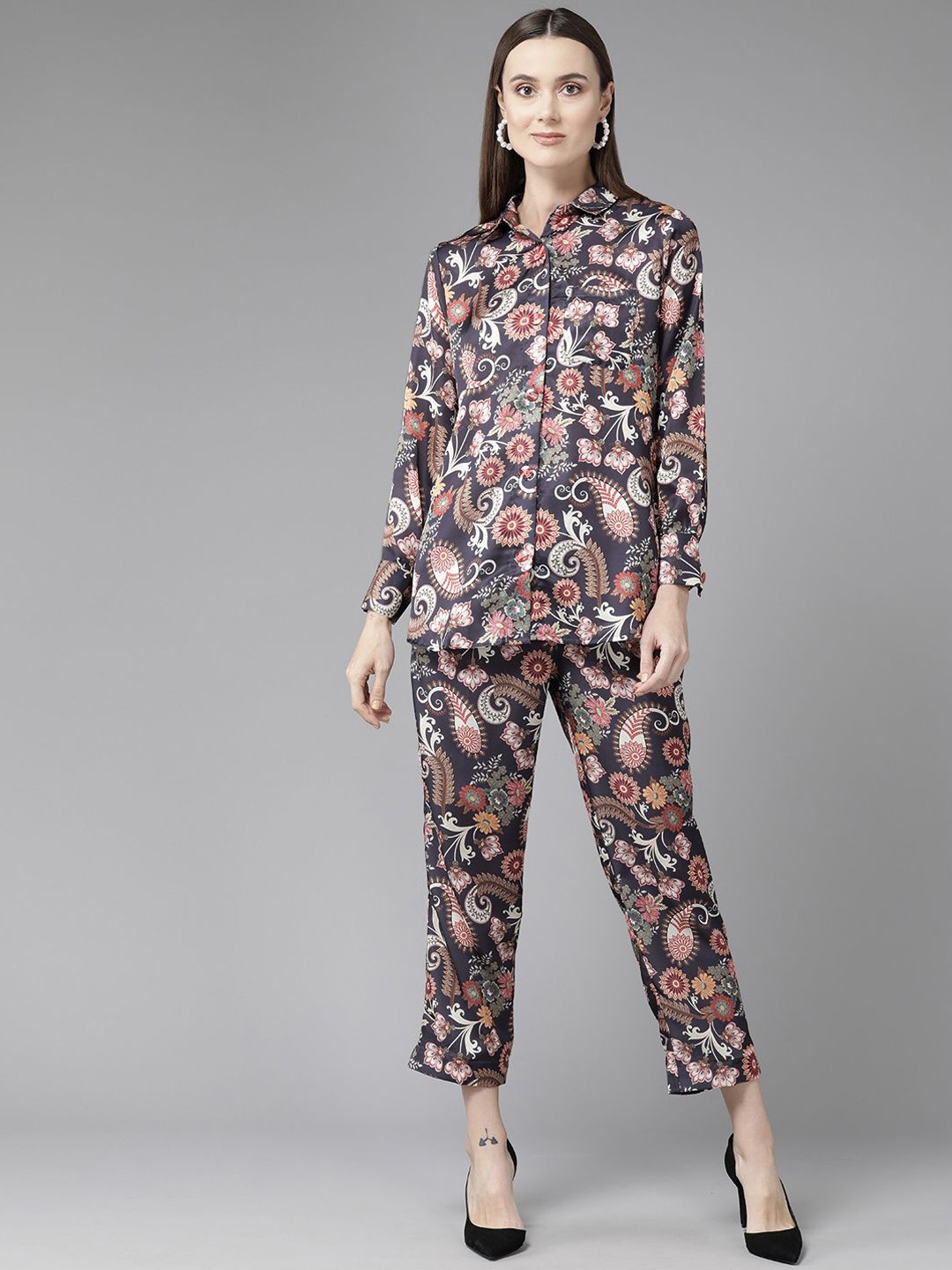 

BASED Printed Shirt & Trouser Co-Ord Set, Grey