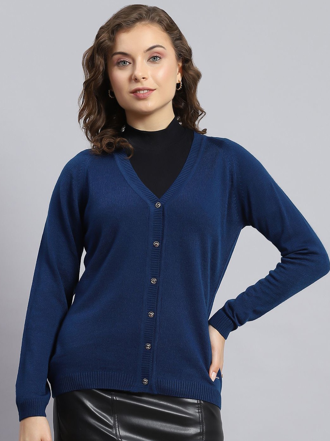 

Monte Carlo Women Woollen Cardigan, Blue