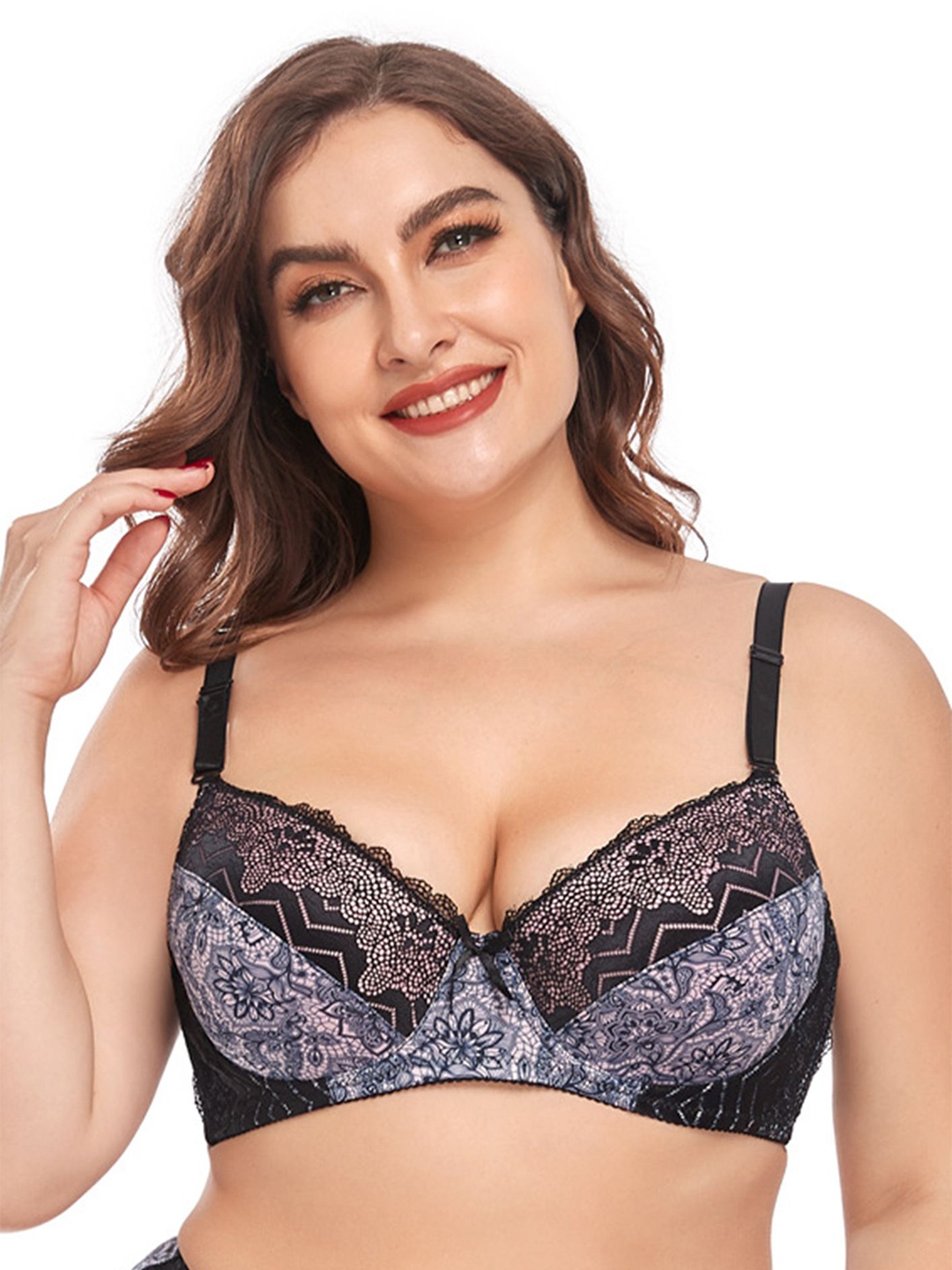 

LULU & SKY Floral Bra Medium Coverage Lightly Padded, Pink