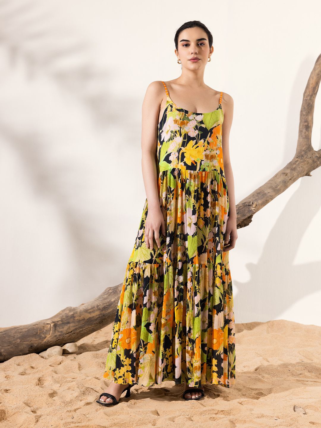 

REENA SHARMA Floral Print Crepe Maxi Dress, Multi