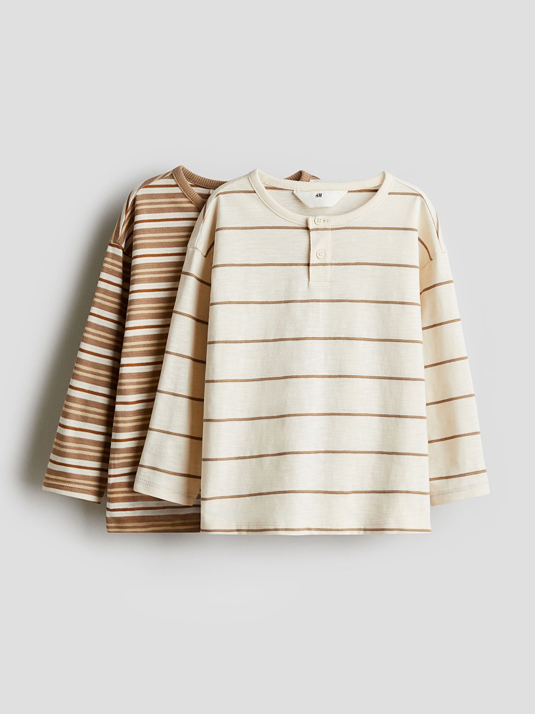 

H&M Boys Pack Of 2 Henley Tops, Brown
