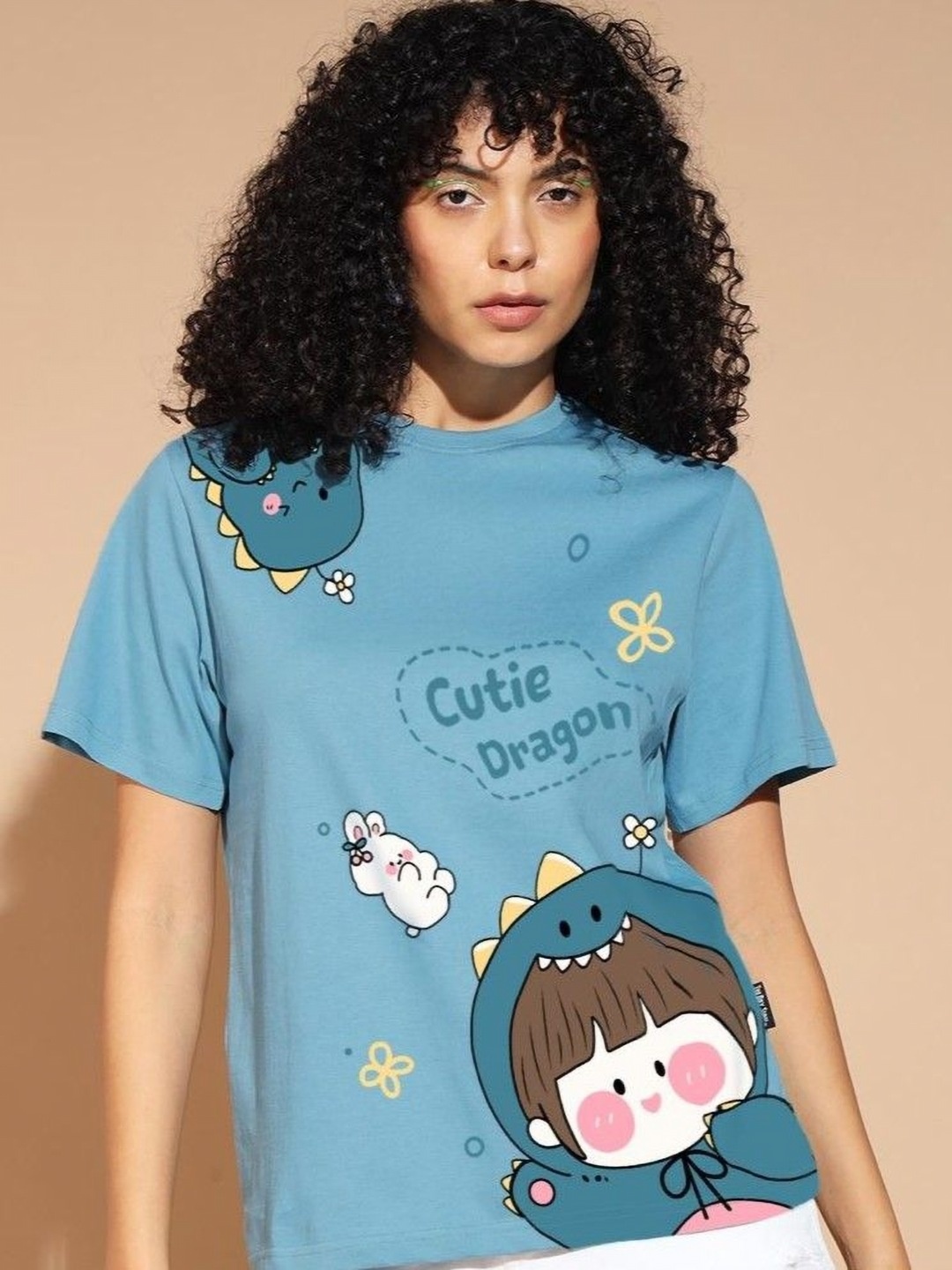 

The Dry State Women Graphic Printed Round Neck Cotton T-Shirt, Blue