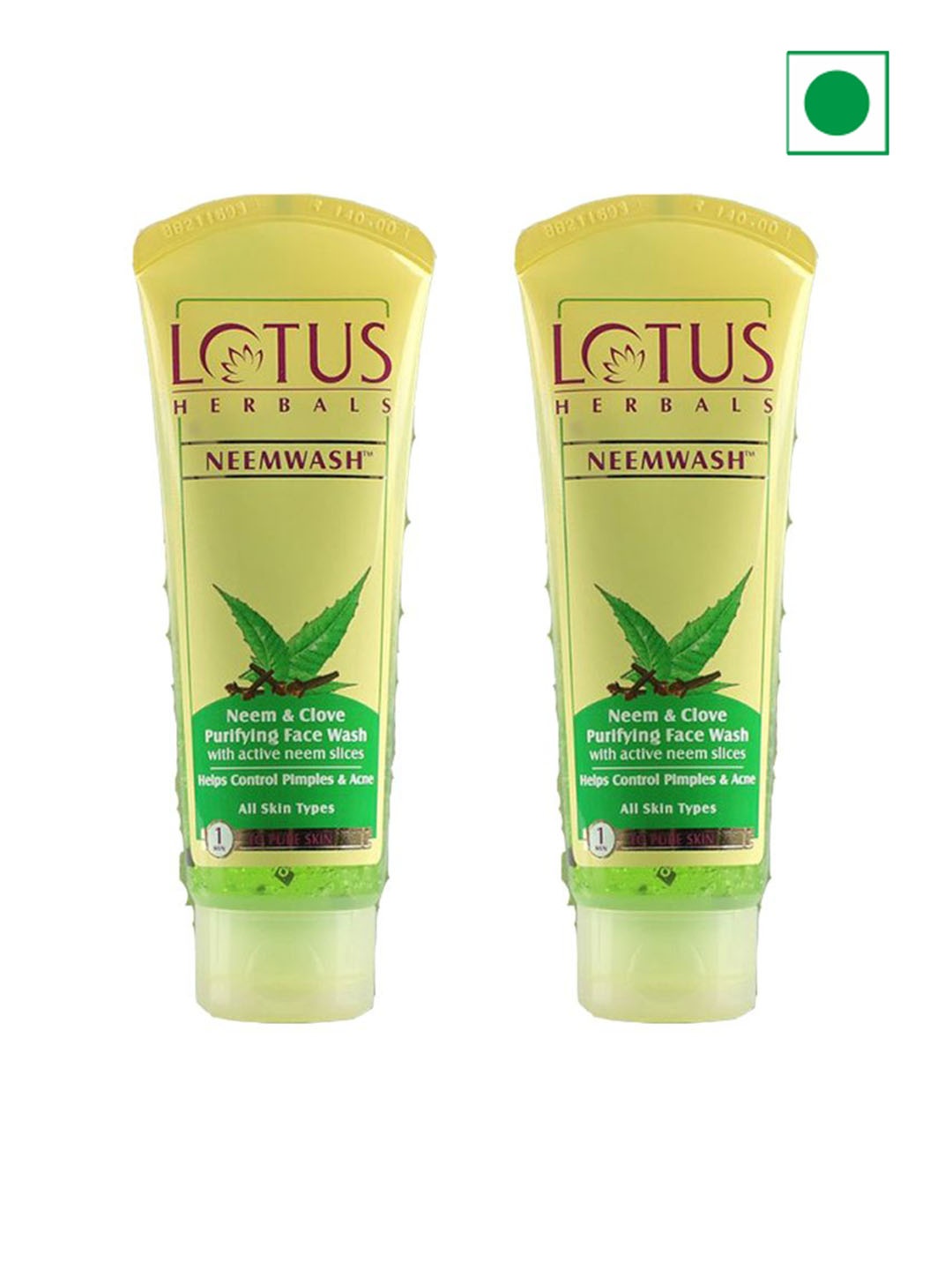 

Lotus Herbals Set Of 2 Neem Face & Clove Purifying Face Wash- 120ml Each, White