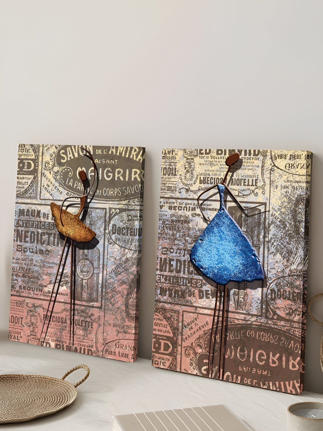 

Art Street Blue & Brown 2 Pieces Rustic Dancing Lady Canvas Painting Wall Art