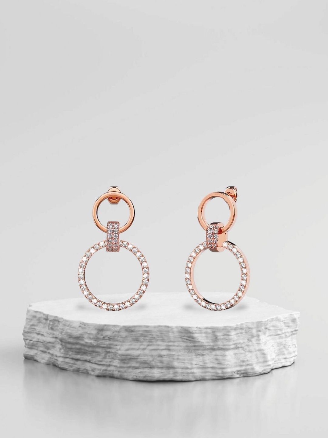 

De Flossy Silver 925 Sterling Silver Rose Gold Plated Circular Drop Earrings